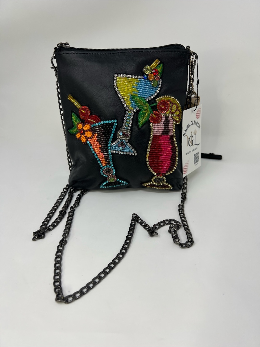 Mary Frances Beaded Leather Crossbody Bag